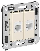 Розетка компьютерная без рамки DKC Avanti 2-м. RJ45+RJ45 5е ванильная дымка картинка